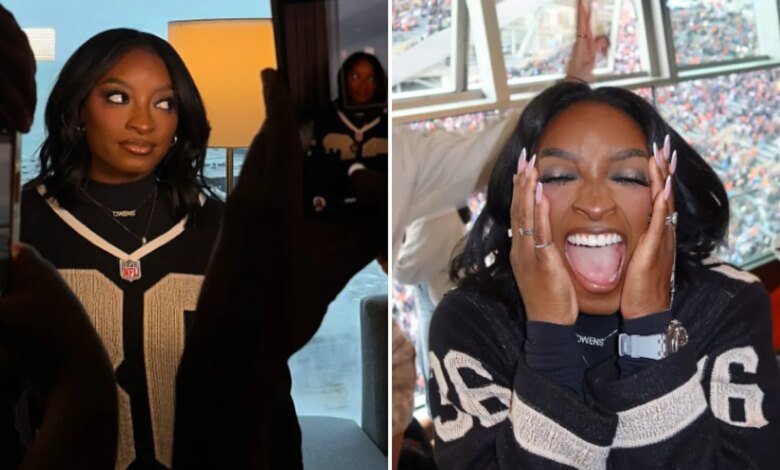 Simone Biles uses Taylor Swift and Travis Kelce to portray herself as a queen in her support of her husband Jonathan Owens