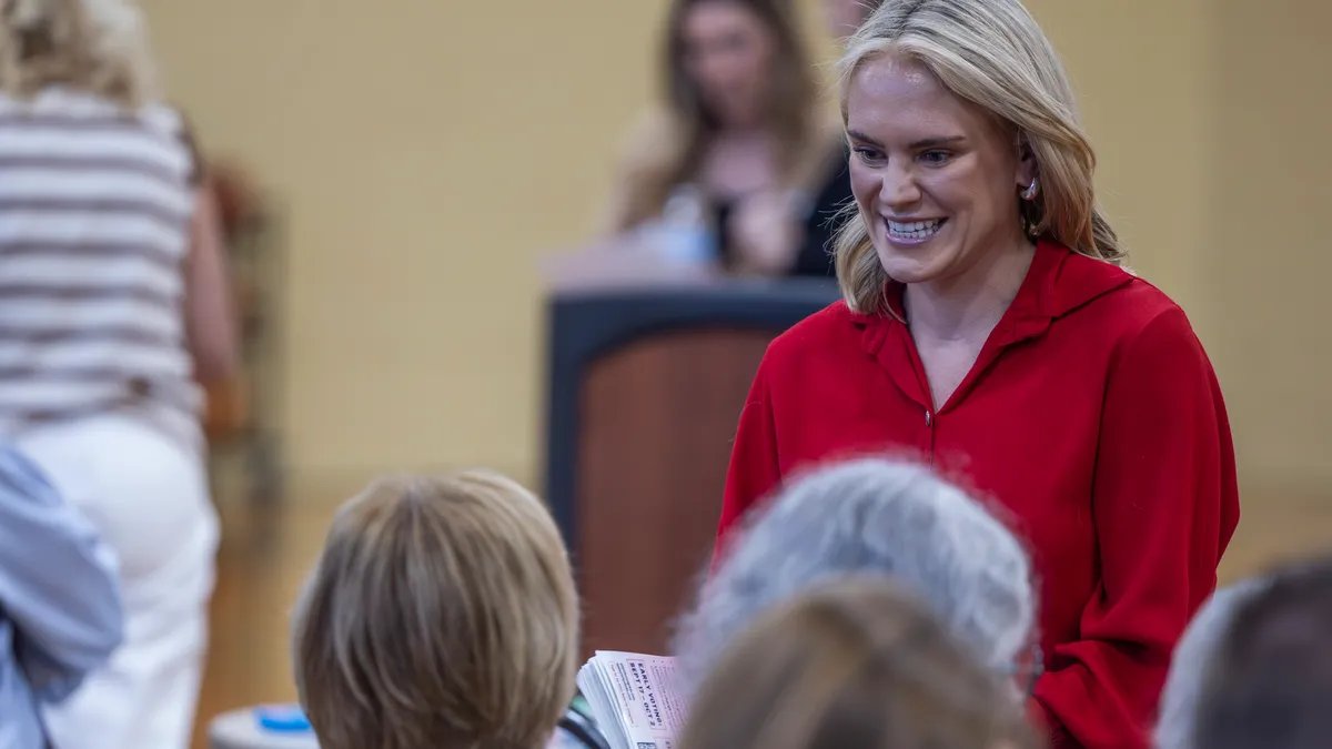 Sarah Evans, Democratic candidate, speaks at a rally in rural Tennessee.