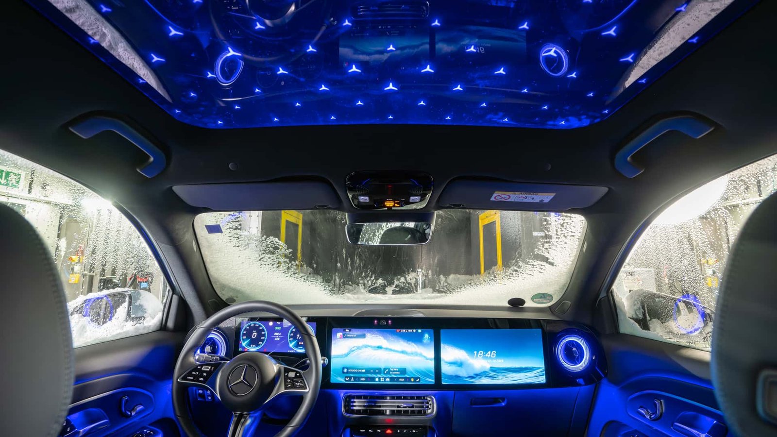 Front view of the 2025 Mercedes GLB showcasing its redesigned front fascia and LED headlights.