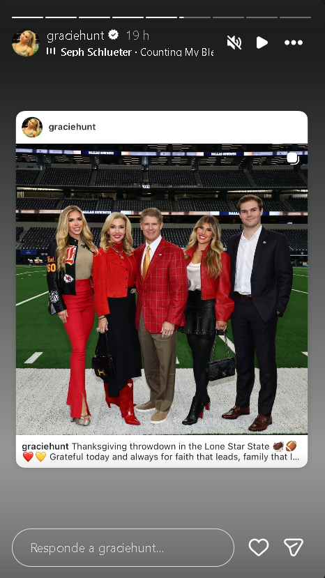 Gracie Hunt at a Chiefs game, showcasing her unwavering support for the team.