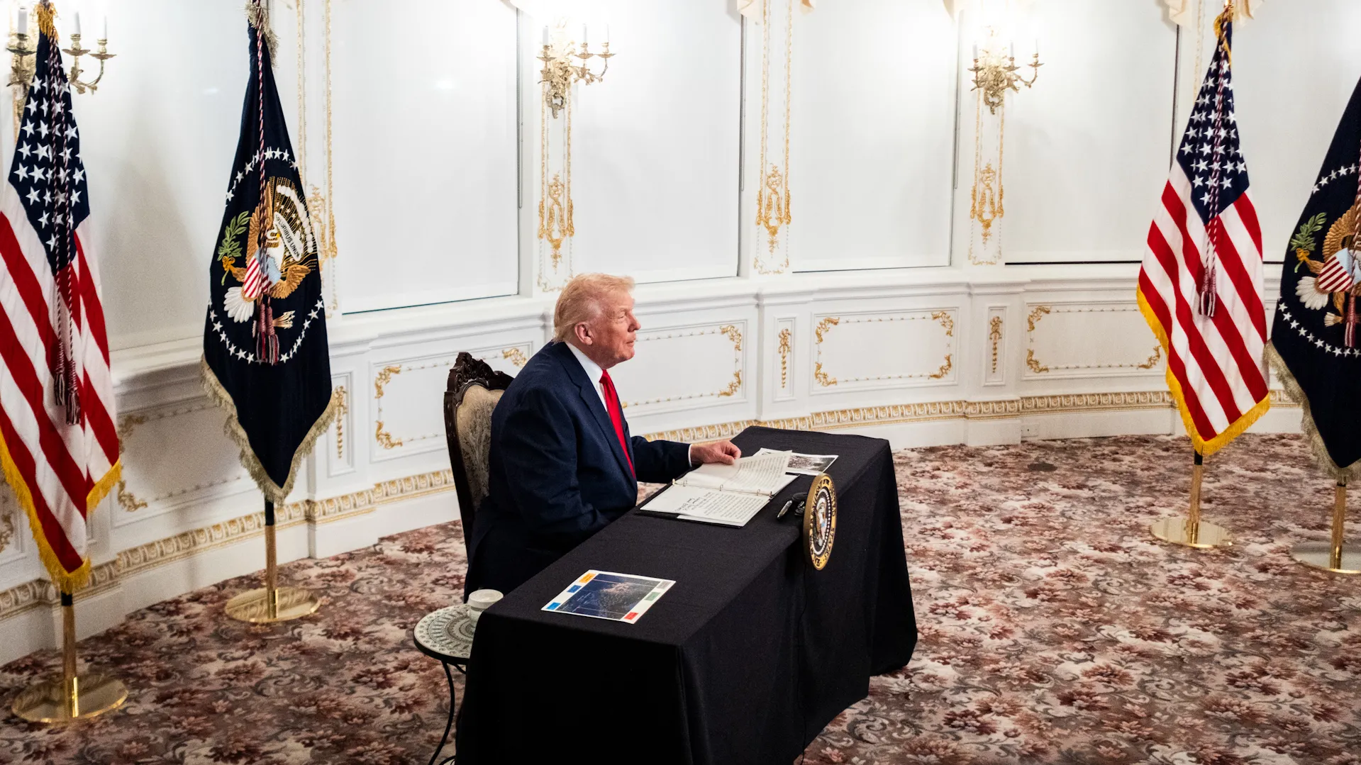 Donald Trump speaking at a rally.