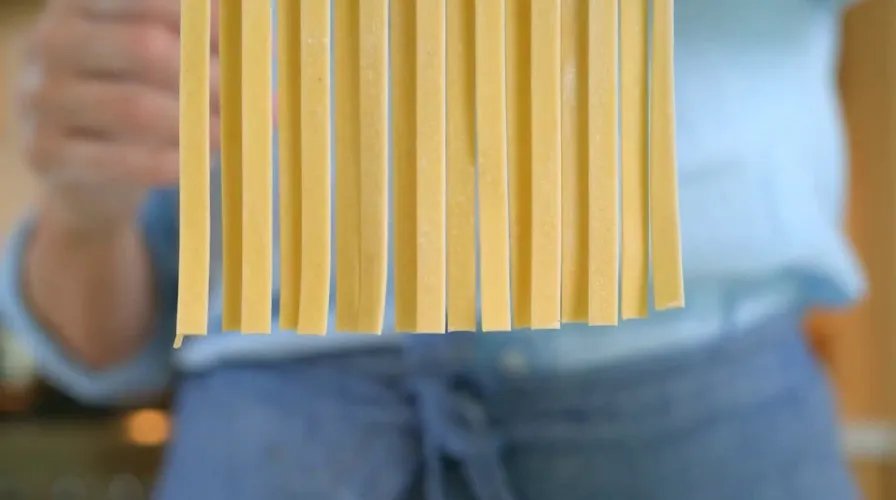 Close-up of freshly made pasta dough.