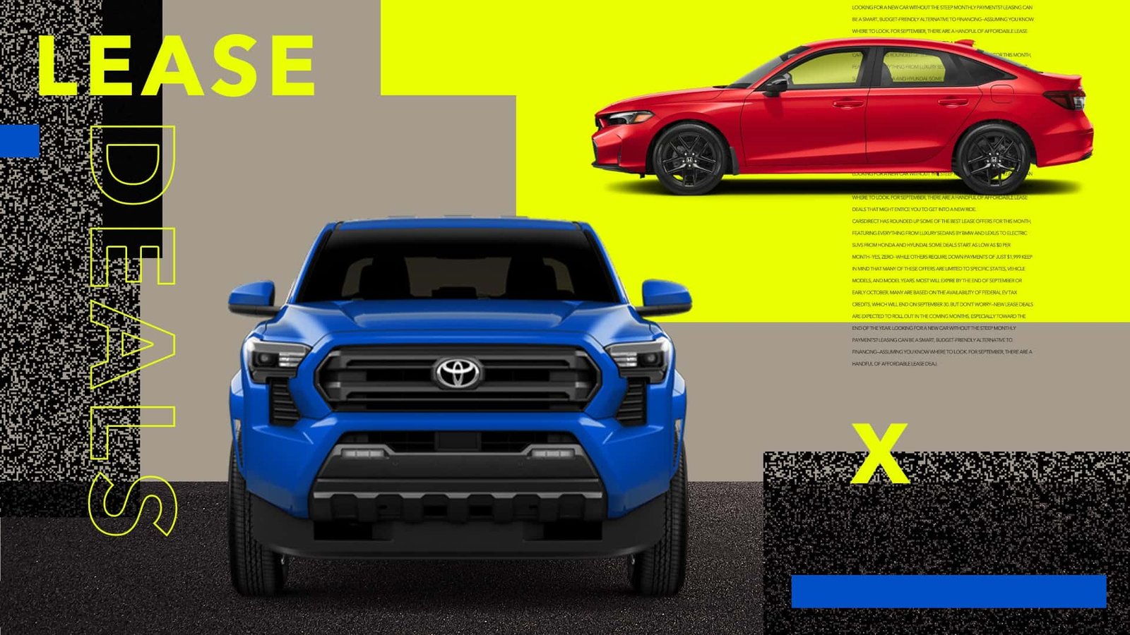 A family smiling next to a new car, representing affordable car lease deals