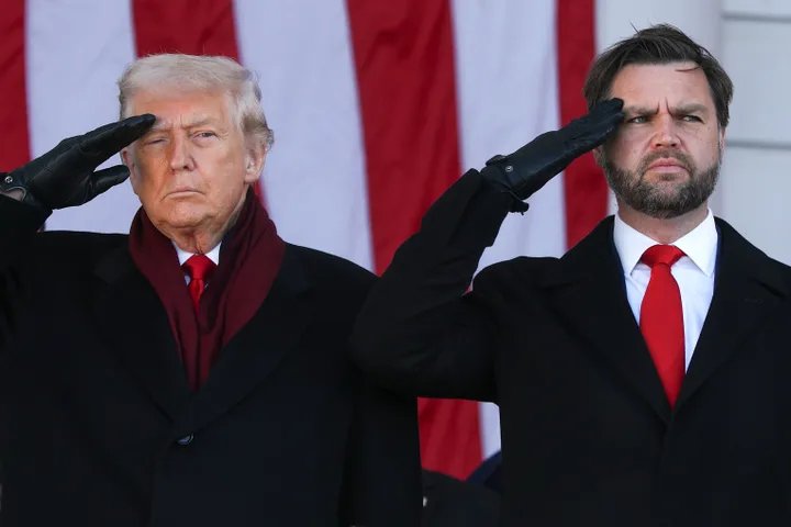 A close-up of Donald Trump singing, eyes focused, perhaps searching for the next line of a patriotic song.