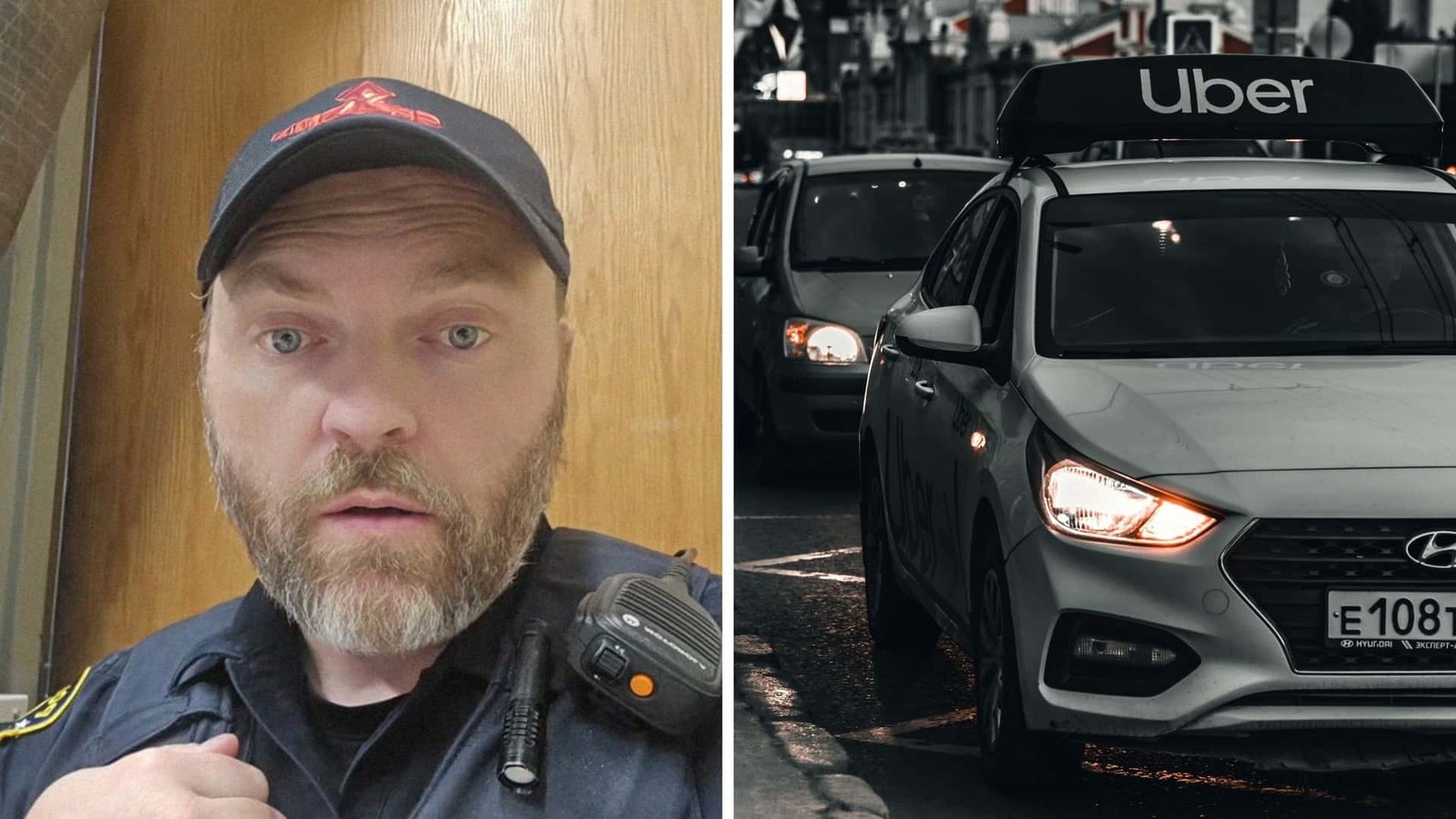 A person's hand reaching for a bottle of water offered in an Uber vehicle, highlighting the common courtesy and convenience of in-ride hydration.