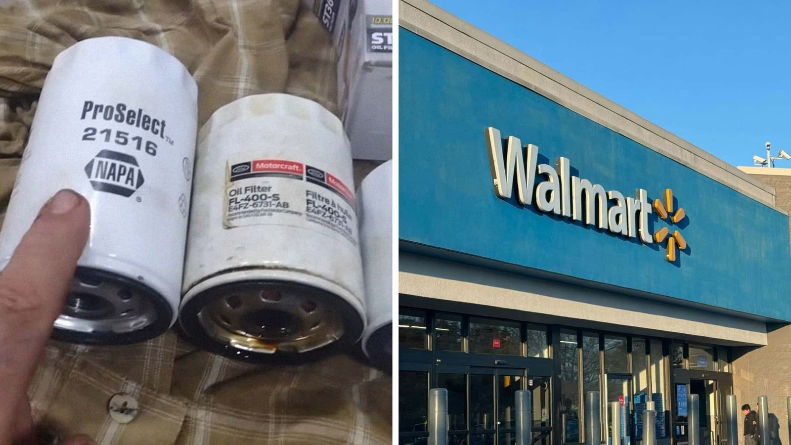 A car undergoing an oil change at a Walmart Auto Care Center.