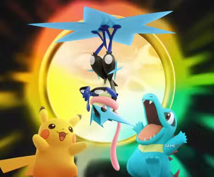 A close-up of a Mega Stone, shimmering with energy.