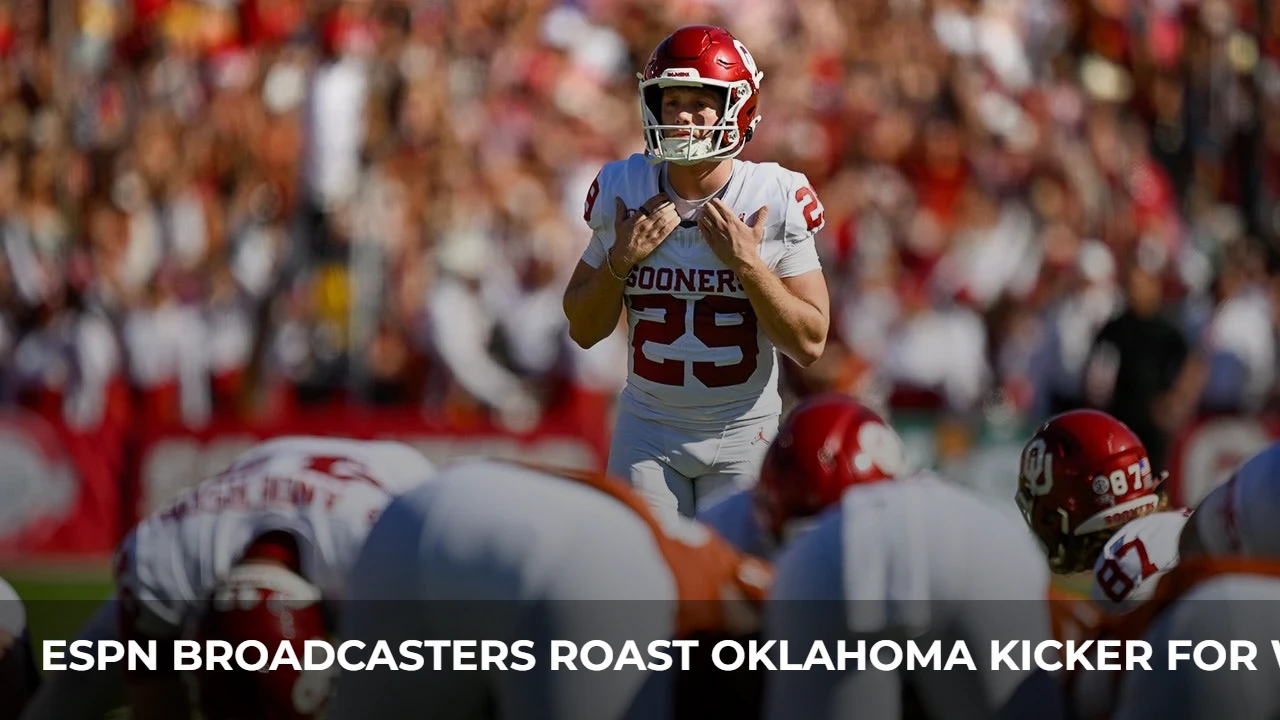 A collage of social media reactions and memes about the Oklahoma kicker short shorts.