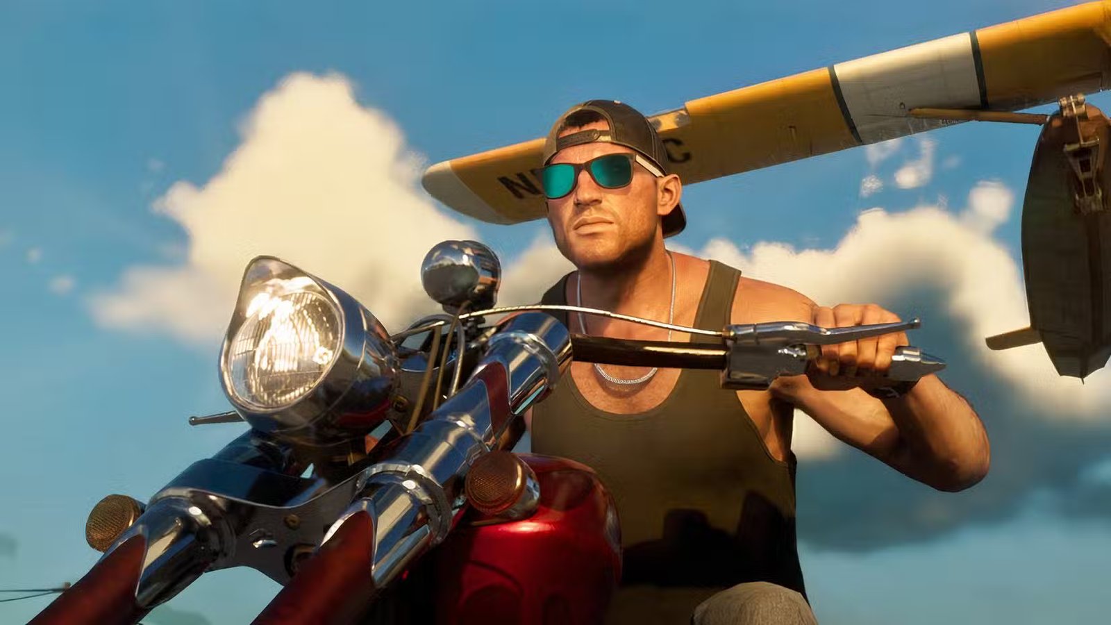 A character from the leaked GTA 6 footage aiming a weapon.