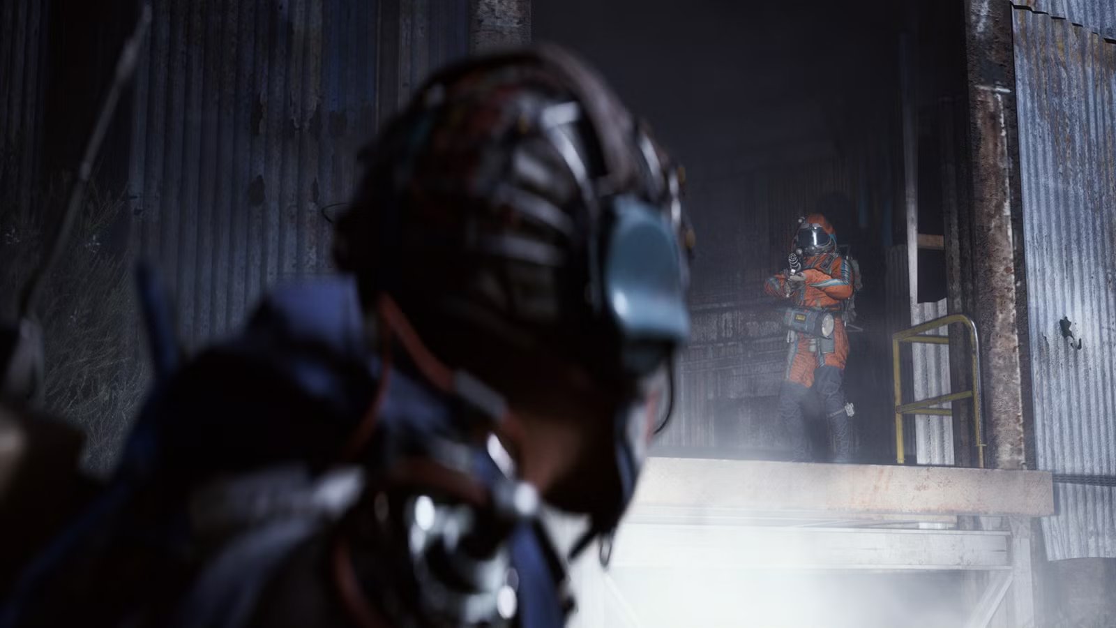 ARC Raiders in action, facing off against robotic enemies in a futuristic cityscape.
