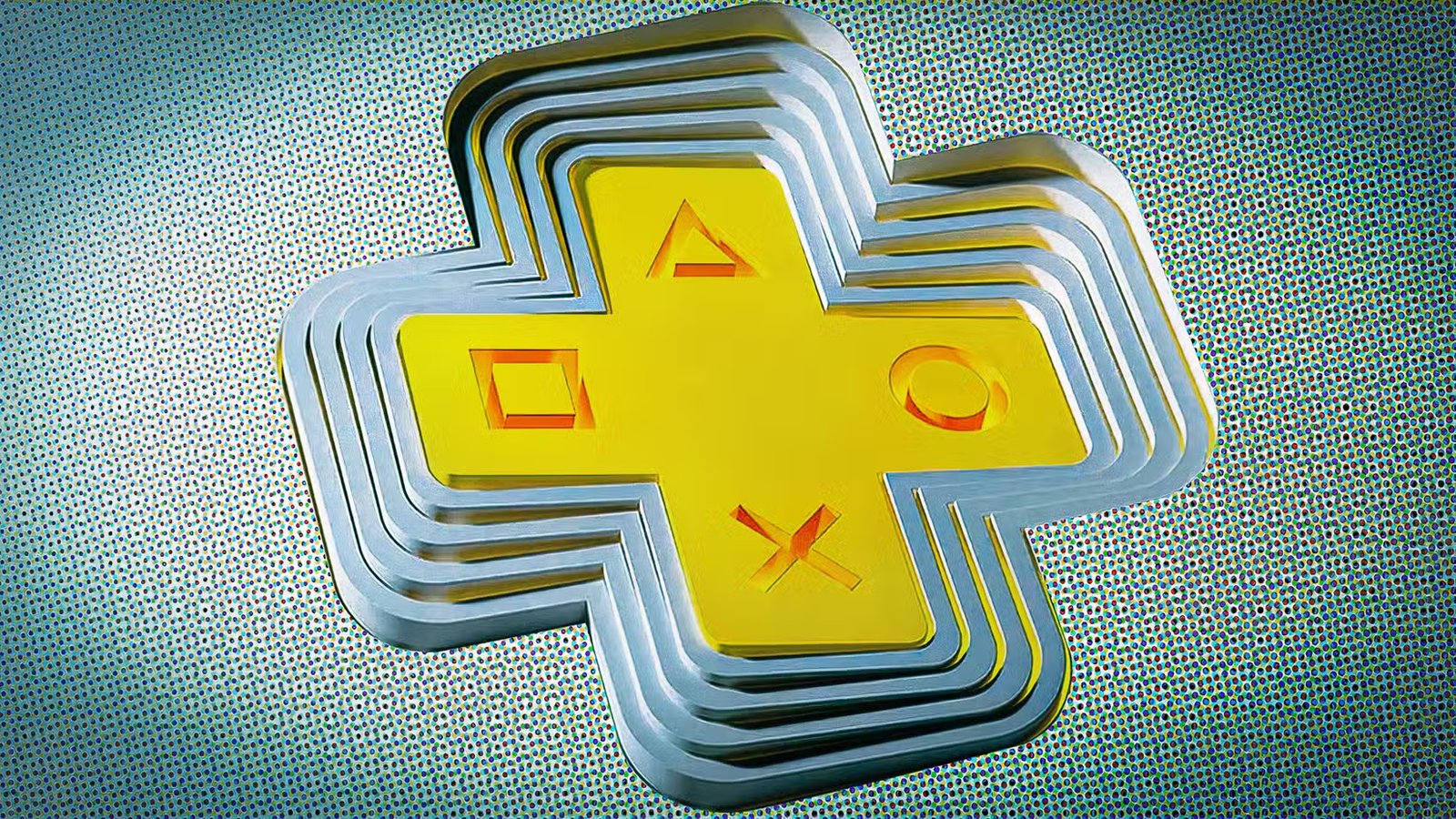 A close-up of the PlayStation Plus logo on a PlayStation console.