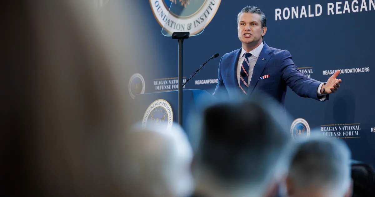 Pete Hegseth discussing military action on a news program, gesturing emphatically.