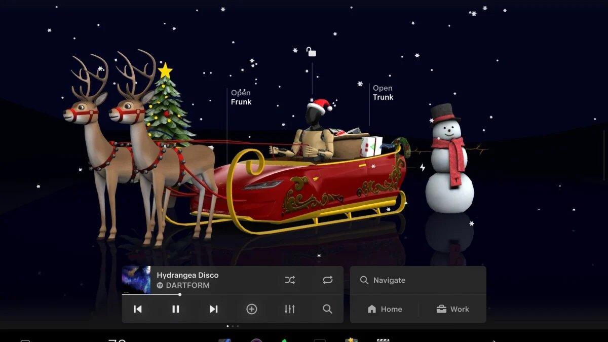 Tesla's enhanced in-car display showcasing Grok AI navigation with real-time traffic and conversational prompts.