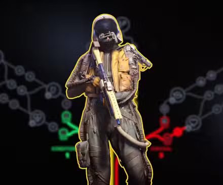 A close-up shot of a heavily armored Guardian enemy, showcasing its intimidating design.