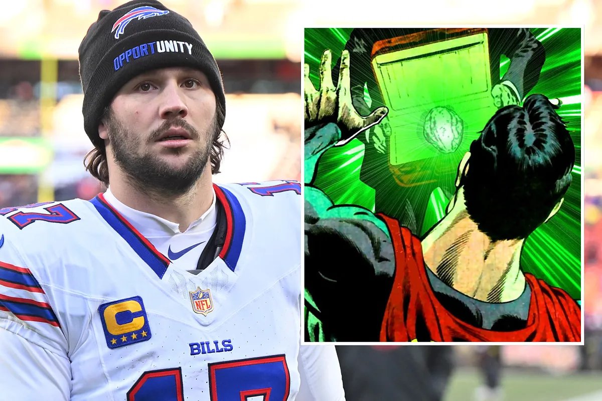 Josh Allen celebrating a touchdown throw, exuding power and confidence on the field.