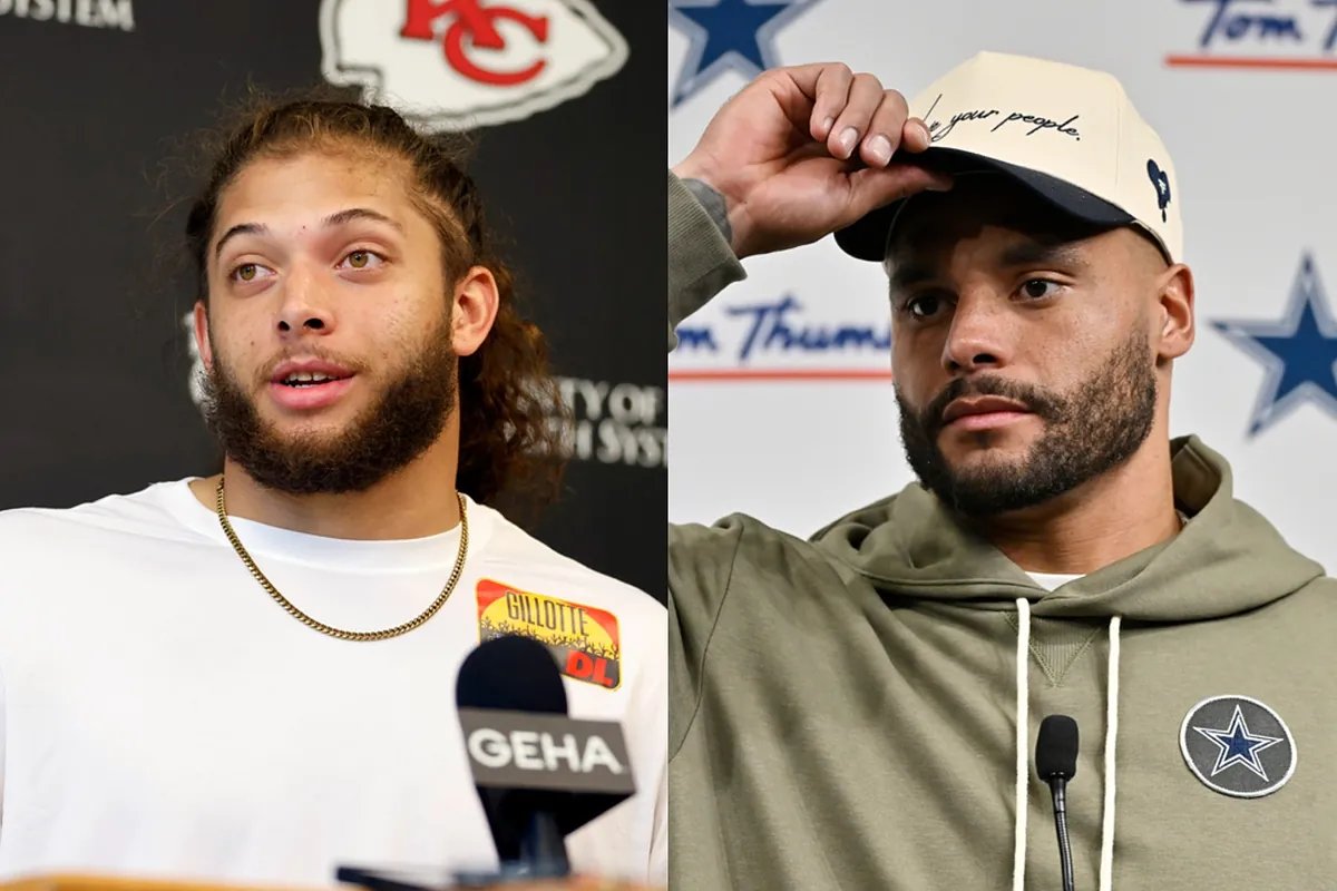 Ashton Gillotte makes contact with Dak Prescott during the game