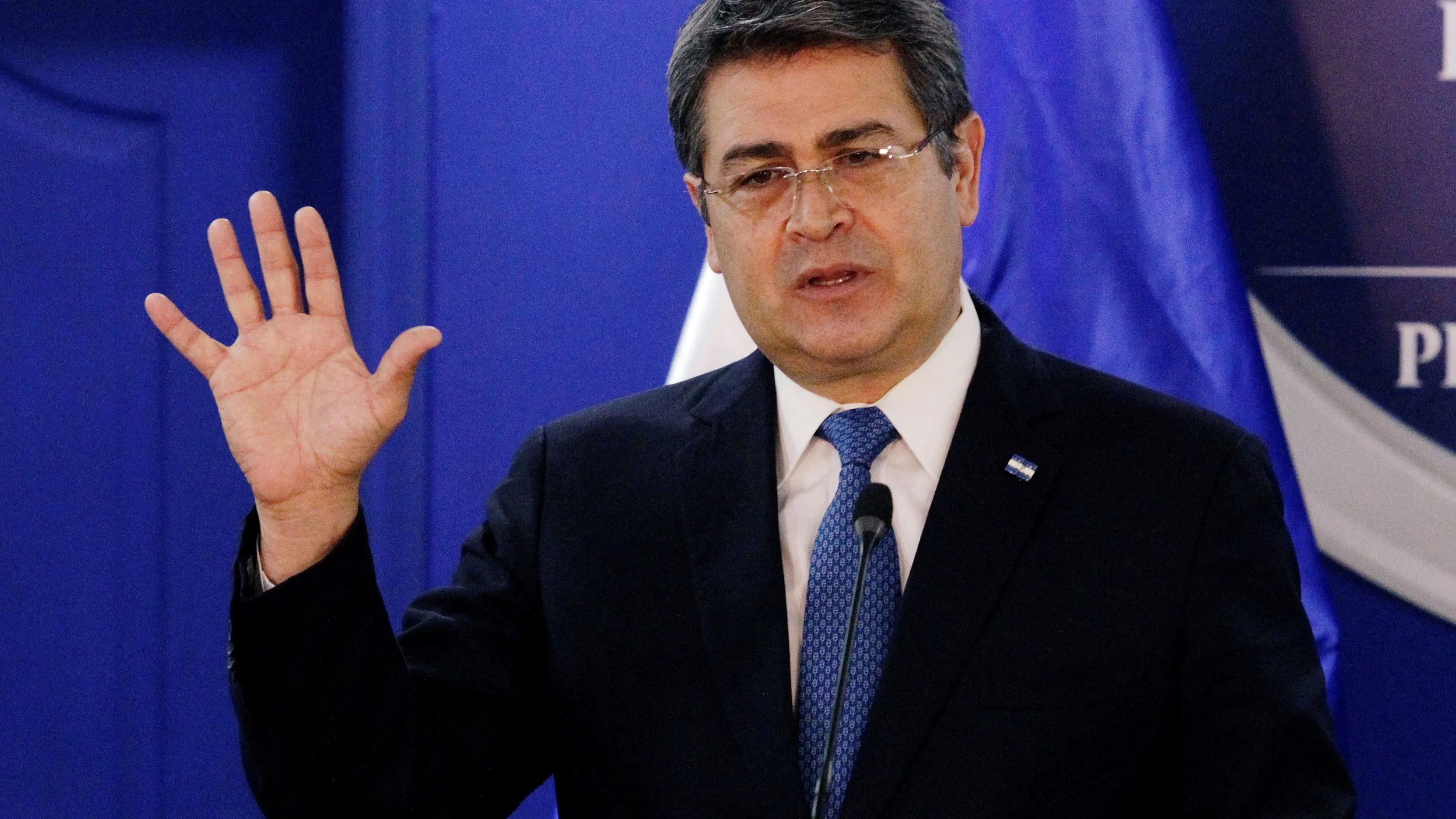 Juan Orlando Hernandez during a political event in Honduras.