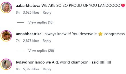 Lando Norris celebrates his F1 championship win at Abu Dhabi.