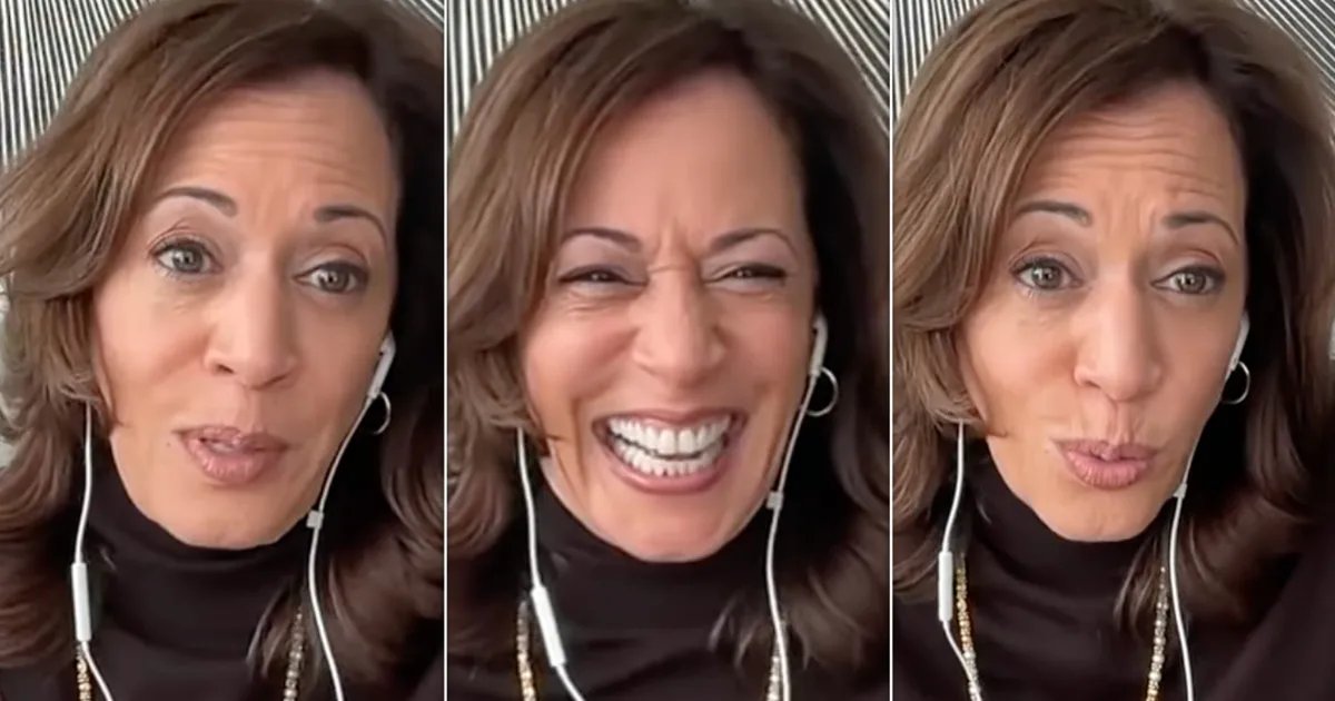 Kamala Harris smiling and gesturing while giving advice at a public event.