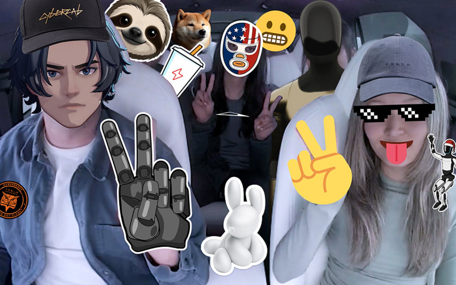 A Tesla's interior display showing new UI customization options, including different widget layouts and color themes.