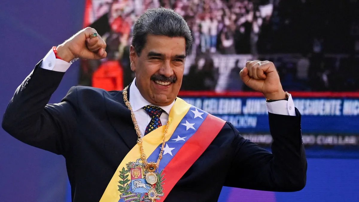 Nicolás Maduro addressing a crowd in Venezuela, symbolizing his enduring political presence amidst national challenges.