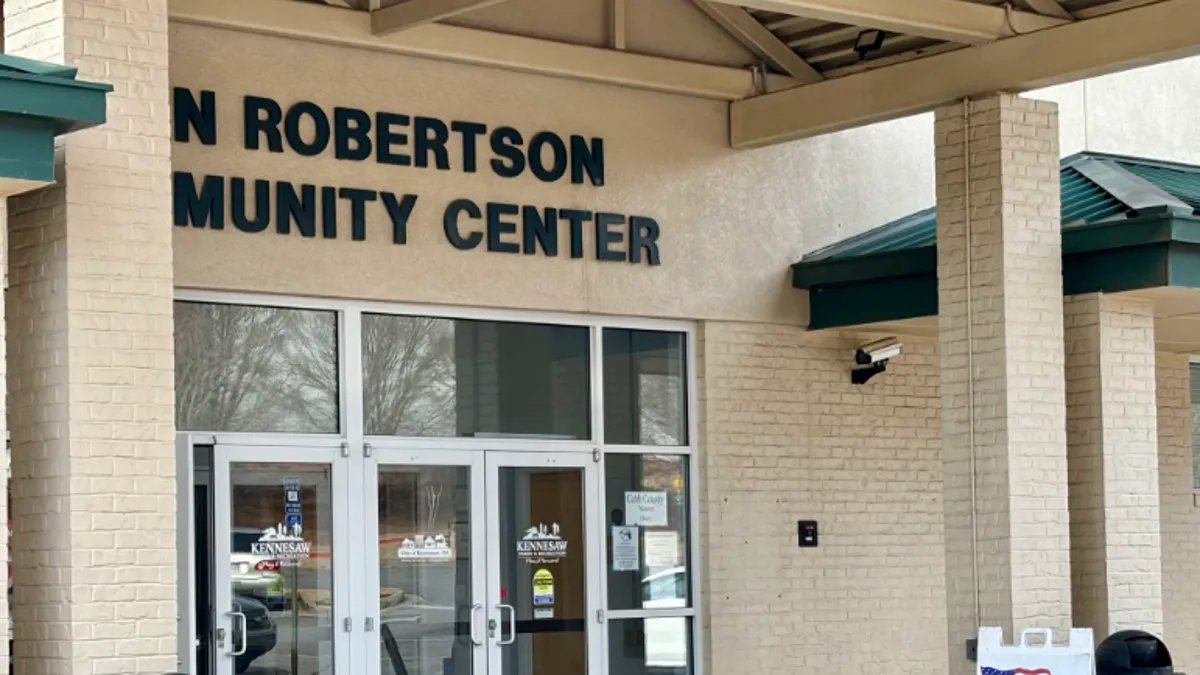 Voters lining up at a Georgia polling station on a sunny election day