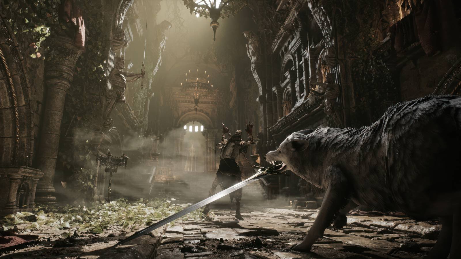 Stray Dog nobody cares combat screenshot showing parry and backstab mechanics against dark fantasy enemies Stray Dog nobody cares combat screenshot showing parry and backstab mechanics against dark fantasy enemies