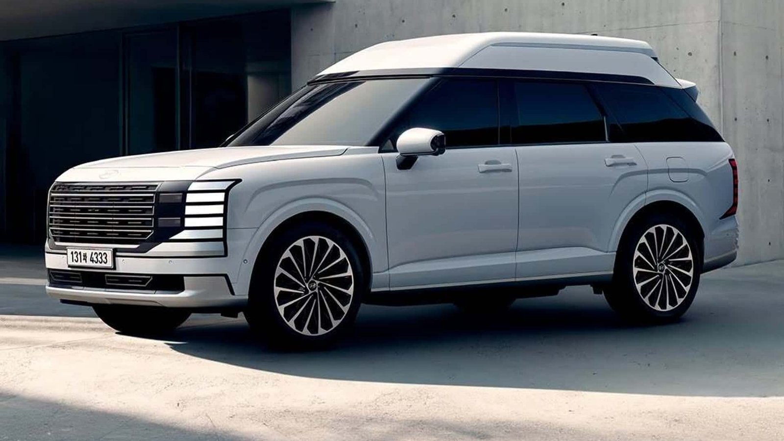 2027 Hyundai Palisade High Roof interior with 21.4-inch ceiling screen and starry headliner