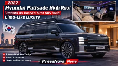 2027 Hyundai Palisade High Roof exterior showing raised roof and 21-inch wheels