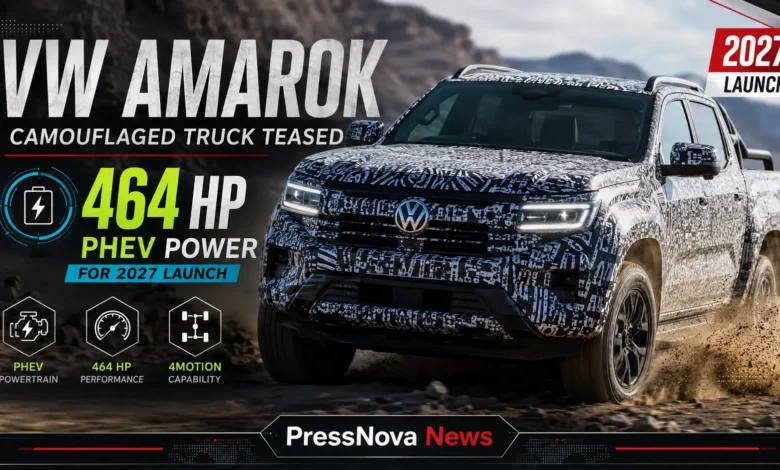 2027 VW Amarok camouflaged pickup truck debut at Barretos rodeo festival Brazil August 2026