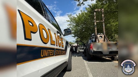 US Capitol Police evidence photo of guillotine device seized from suspect's truck near Supreme Court US Capitol Police evidence photo of guillotine device seized from suspect's truck near Supreme Court