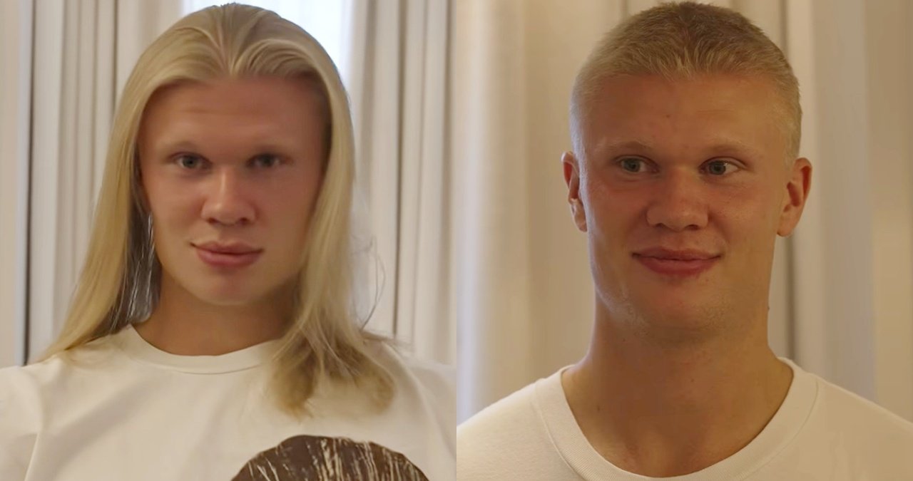 Erling Haaland before and after haircut transformation in YouTube video showing long hair to buzz cut process Erling Haaland before and after haircut transformation in YouTube video showing long hair to buzz cut process