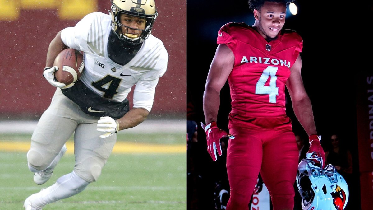 Rondale Moore in Arizona Cardinals uniform running with the football during an NFL game Rondale Moore in Arizona Cardinals uniform running with the football during an NFL game