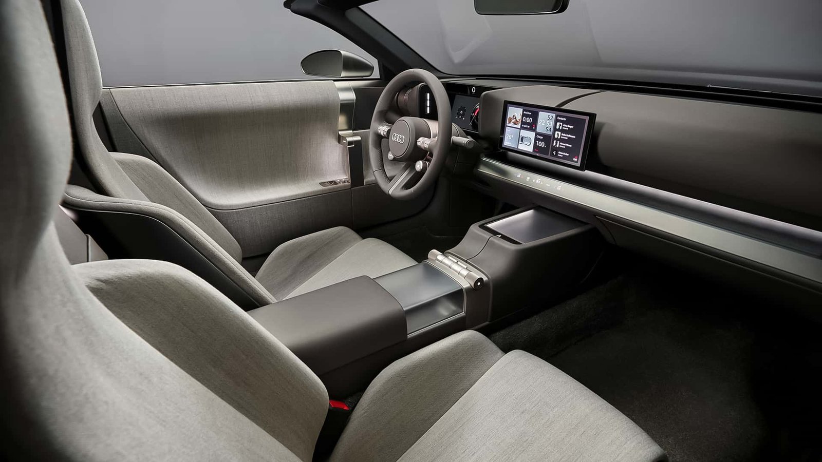 Audi Concept C steering wheel with physical controls and premium materials Audi Concept C steering wheel with physical controls and premium materials