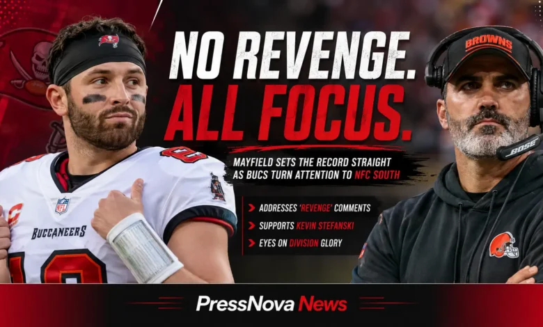 Baker Mayfield dropping back to pass for the Tampa Bay Buccaneers against the Atlanta Falcons