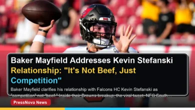 Baker Mayfield and Kevin Stefanski facing each other as opponents in an NFC South matchup