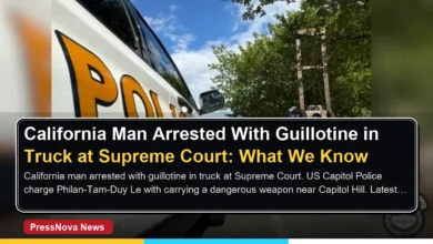 California man arrested with guillotine in truck at Supreme Court seen in pickup bed near US Capitol building with police tape
