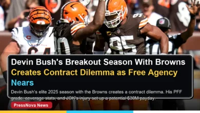 Devin Bush Cleveland Browns linebacker making a tackle during the 2025 NFL season