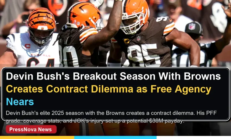 Devin Bush Cleveland Browns linebacker making a tackle during the 2025 NFL season