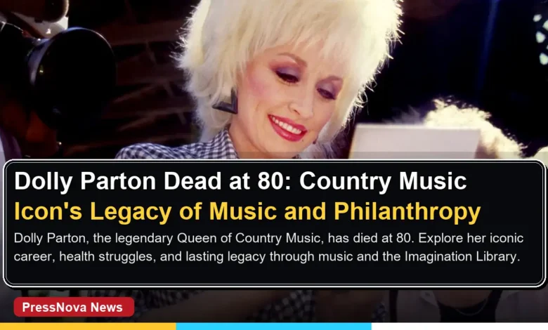 Dolly Parton smiling on stage performing country music in her signature style