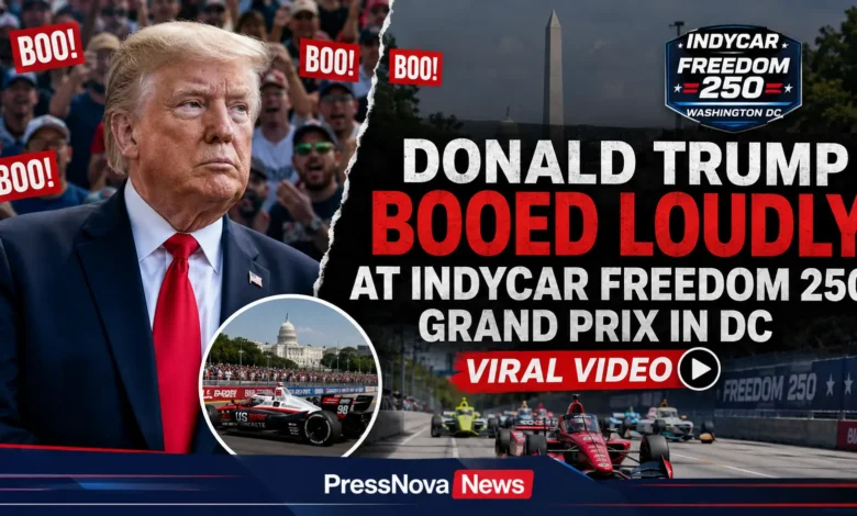 Donald Trump booed at IndyCar Freedom 250 Grand Prix in Washington DC viral video moment