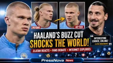Erling Haaland debuts new buzz cut hairstyle after chopping off signature long blonde hair, before and after comparison