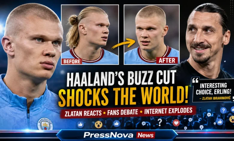 Erling Haaland debuts new buzz cut hairstyle after chopping off signature long blonde hair, before and after comparison