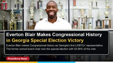 Everton Blair celebrating his special election victory in Georgia's 13th congressional district