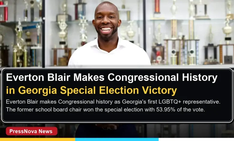 Everton Blair celebrating his special election victory in Georgia's 13th congressional district