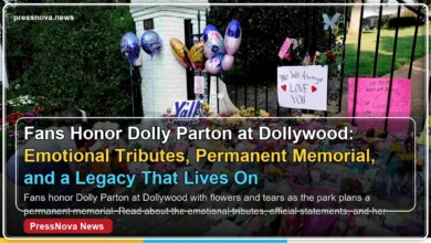 Fans honor Dolly Parton at Dollywood entrance with flowers and handwritten notes after her passing