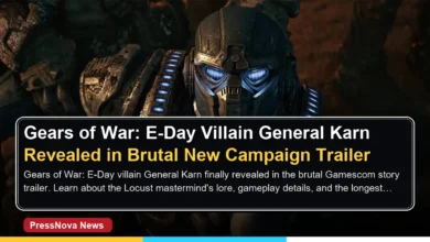Gears of War E-Day villain General Karn pouring Emulsion on victim in brutal campaign trailer