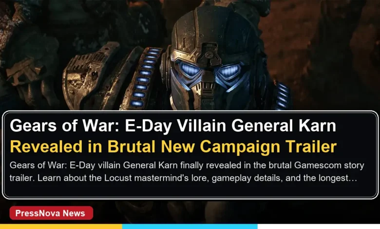 Gears of War E-Day villain General Karn pouring Emulsion on victim in brutal campaign trailer