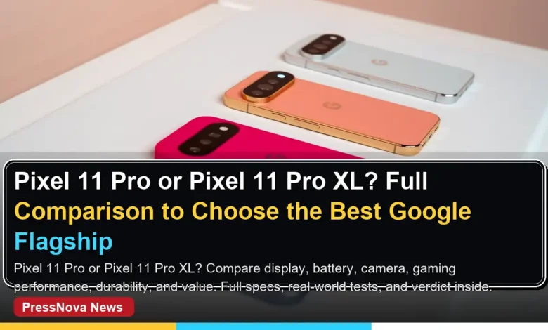 Google Pixel 11 Pro and Pixel 11 Pro XL side by side comparison showing size difference