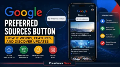 Google Preferred Sources button interface showing how to add preferred sources in search results